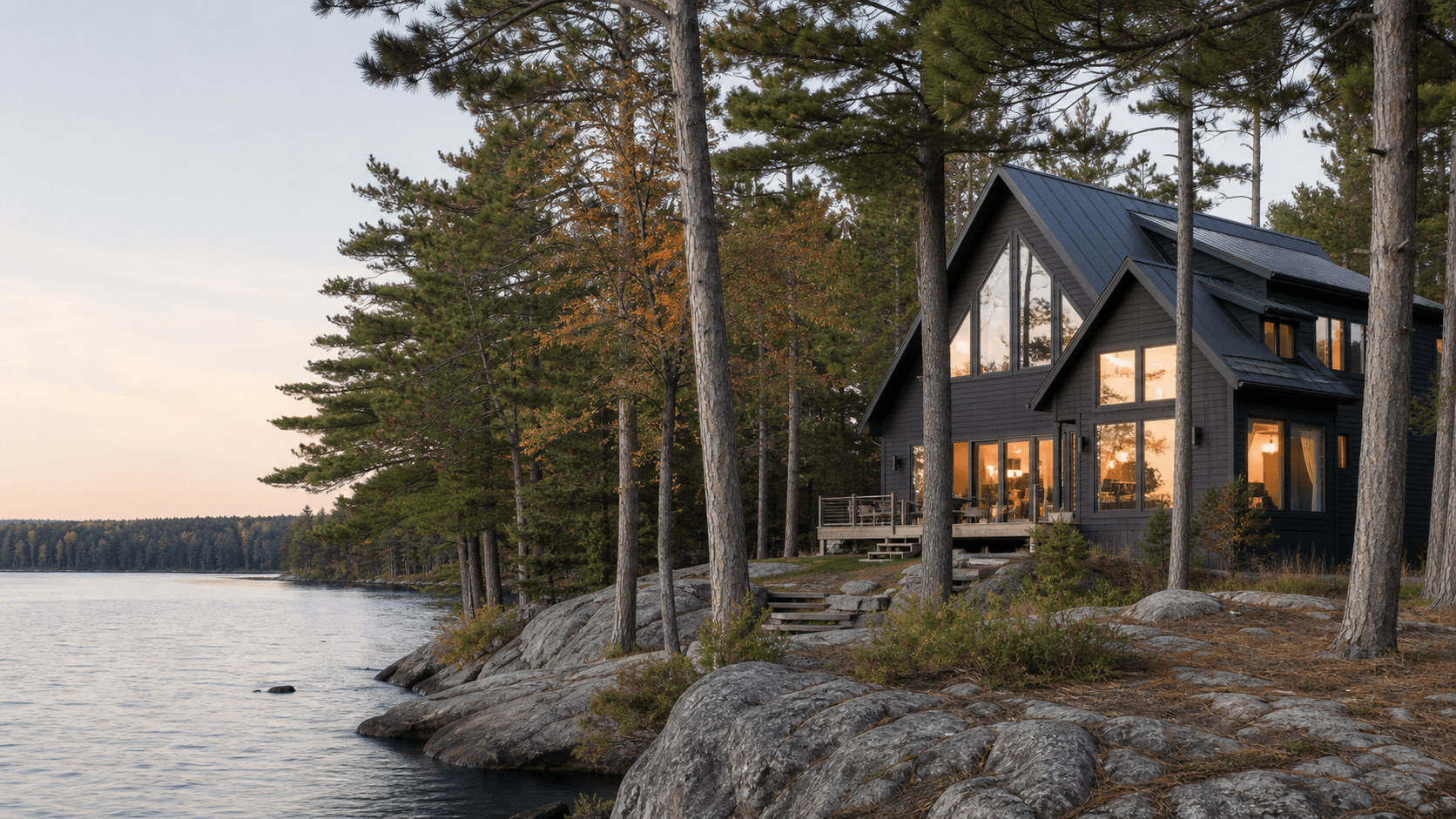 A home among the pines beside a Northern Michigan lake
